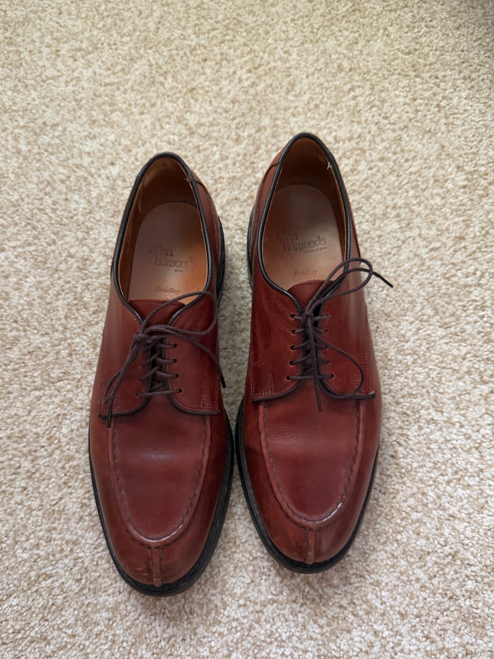 Allen Edmonds Bradley Dress Shoes Size 9.5 Oxford Split Toe Brown Leather